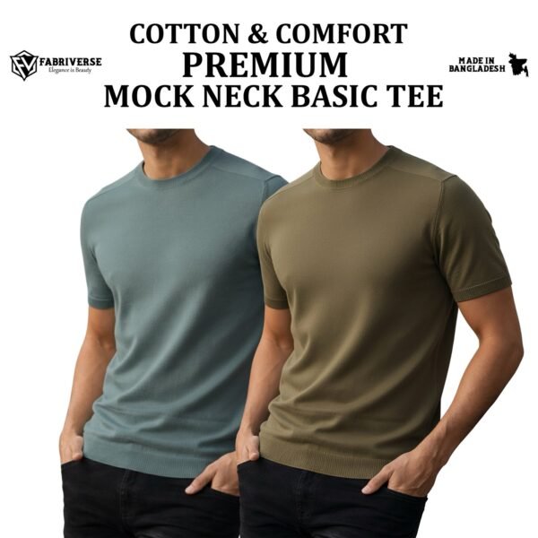 Premium Mock Neck (Pastle-Boil Olive)