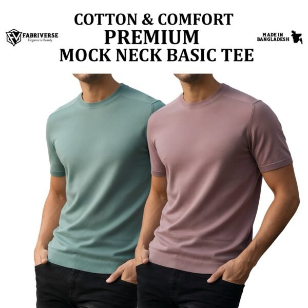 Premium Mock Neck (Mint-Brick)