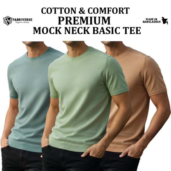 Premium Mock Neck (Mint-Lemon-Beige)