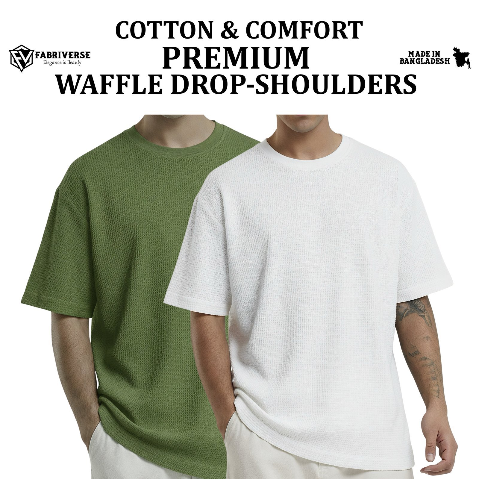 Premium Waffle Drop (Olive-White)