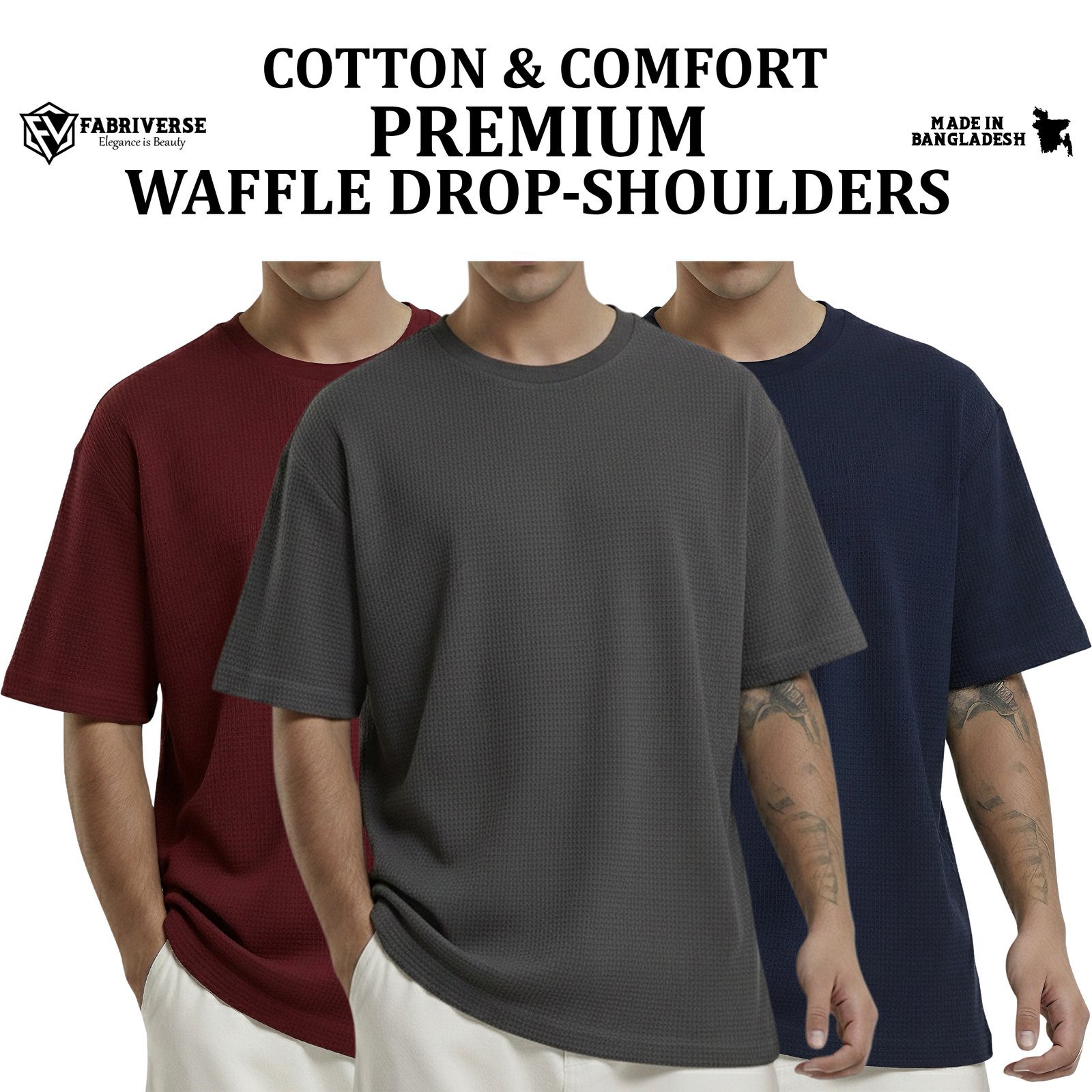 Premium Waffle Drop (Maroon-Charcoal-Navy)