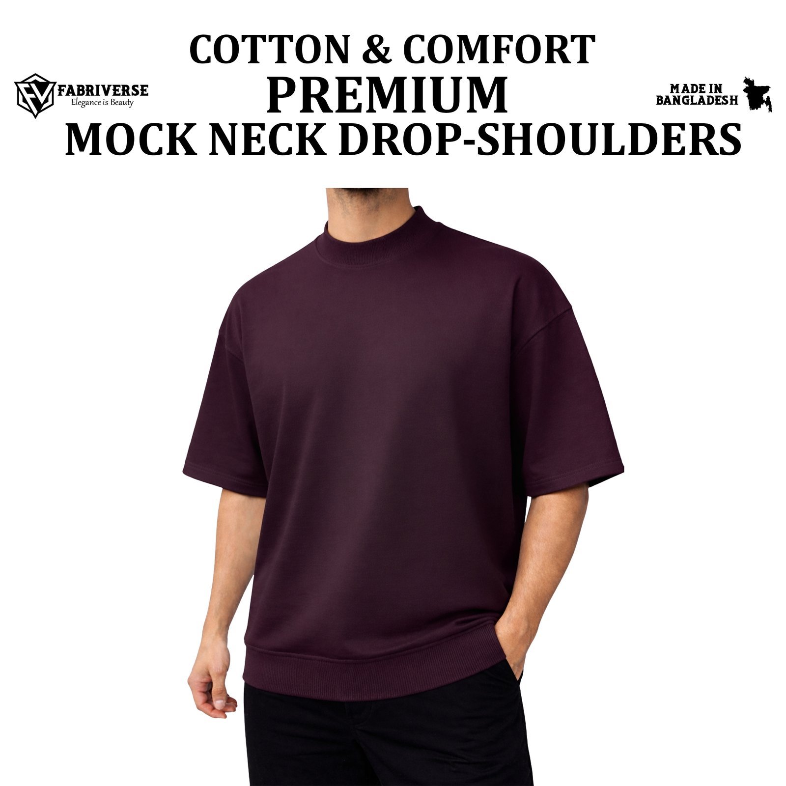 Mock Neck Drop-Shoulder (Coffee)