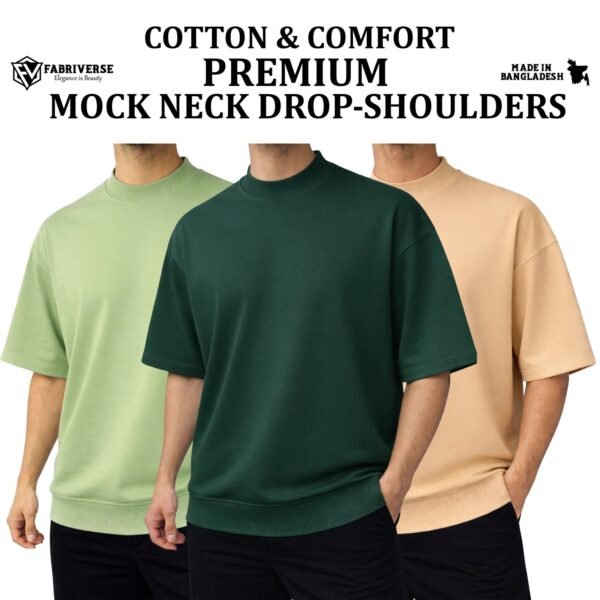 Mock Neck Drop-Shoulder (Lemon-B.Green-Beige)