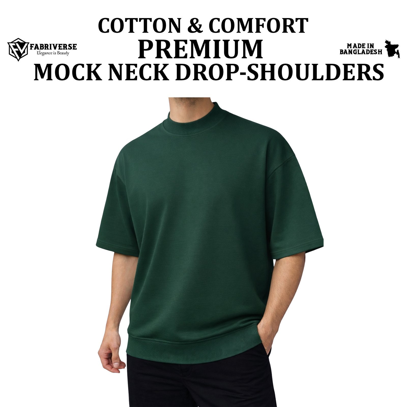 Mock Neck Drop-Shoulder (B.Green)