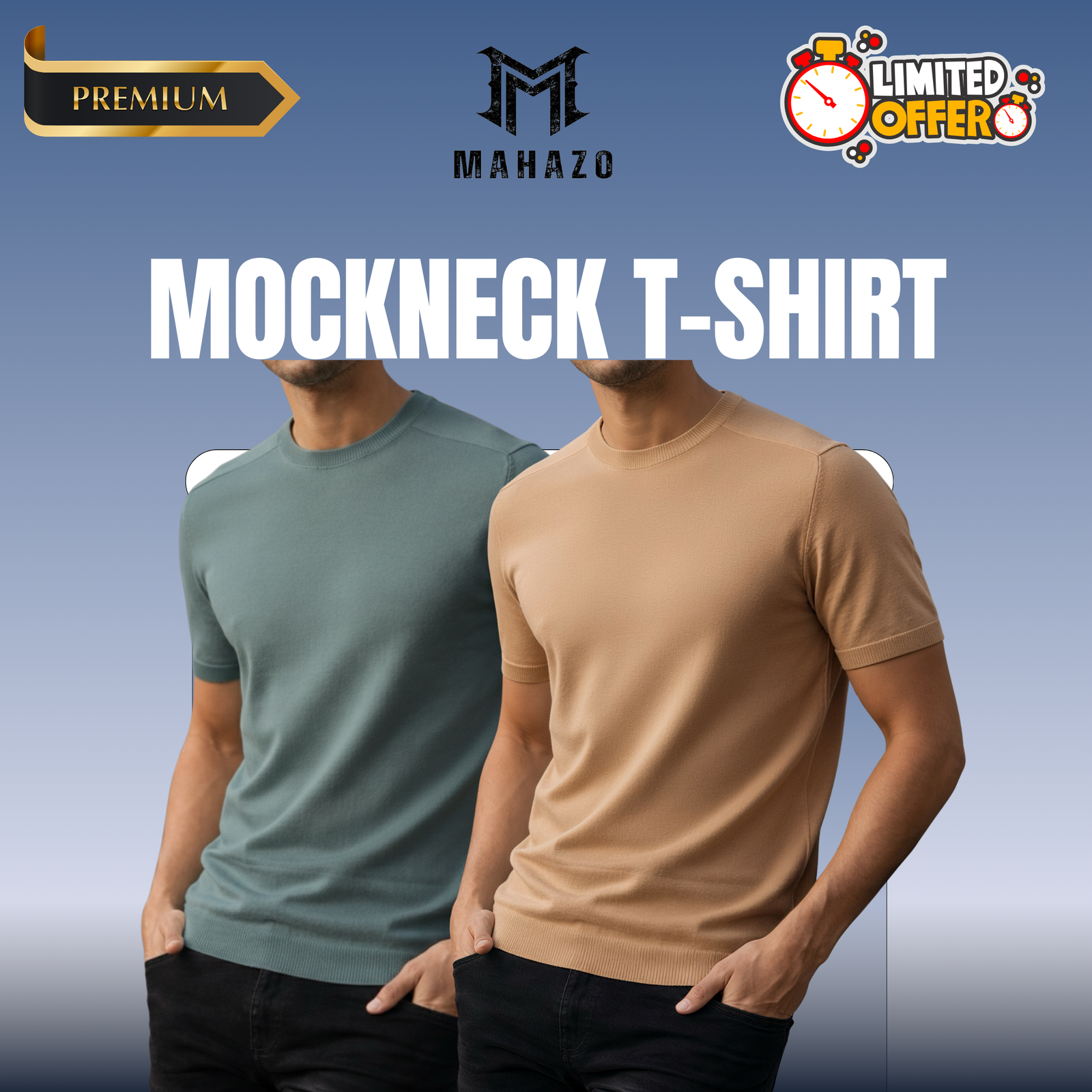 Premium Mock Neck (Pastale-Beige)