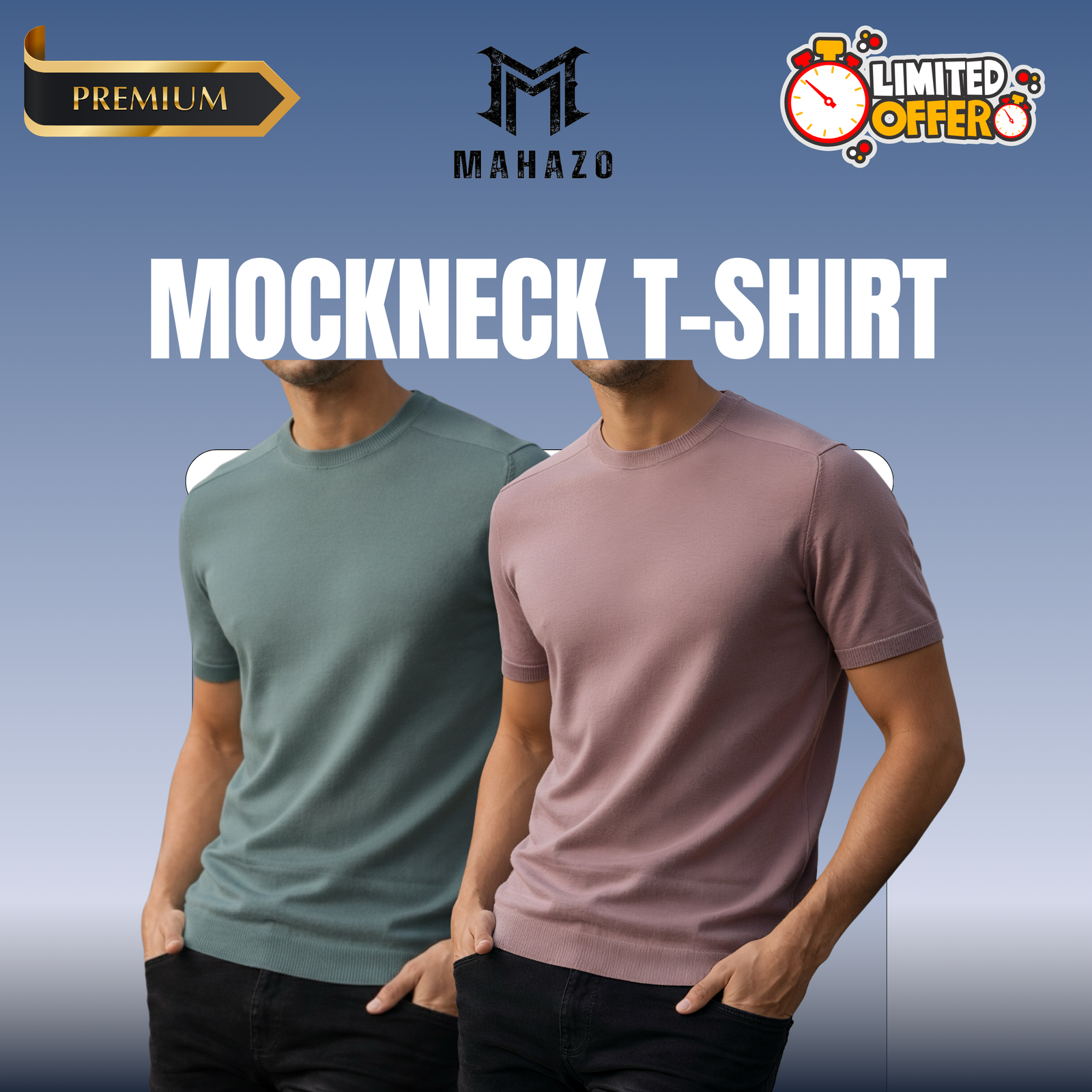 Premium Mock Neck (Pastle-Brick)