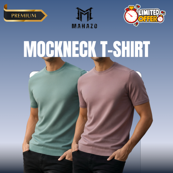 Premium Mock Neck (Mint-Brick)