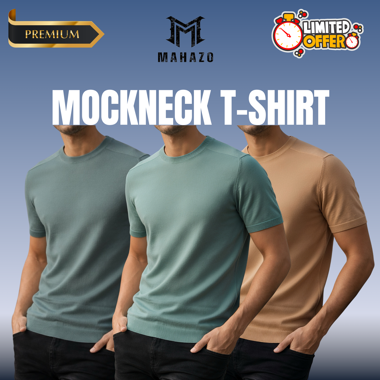Premium Mock Neck (Pastale-Mint-Beige)