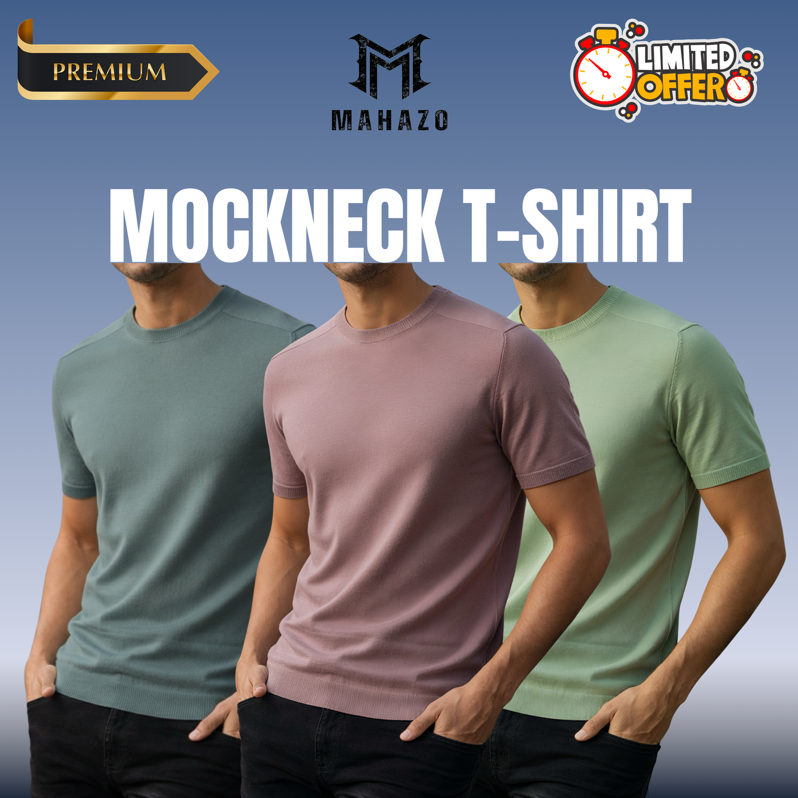 Premium Mock Neck (Pastle-Brick-Lemon)