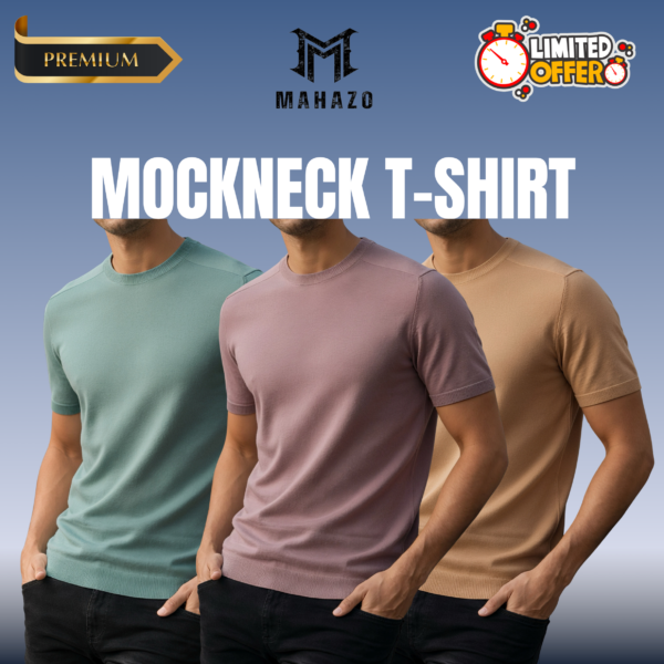 Premium Mock Neck (Mint-Brick-Beige)