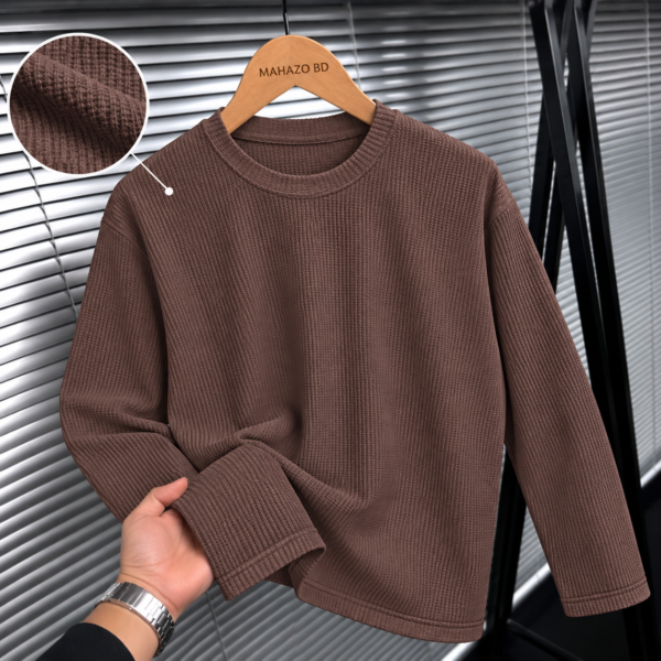 Premium Waffle Full Sleeve Tee (Coffee)