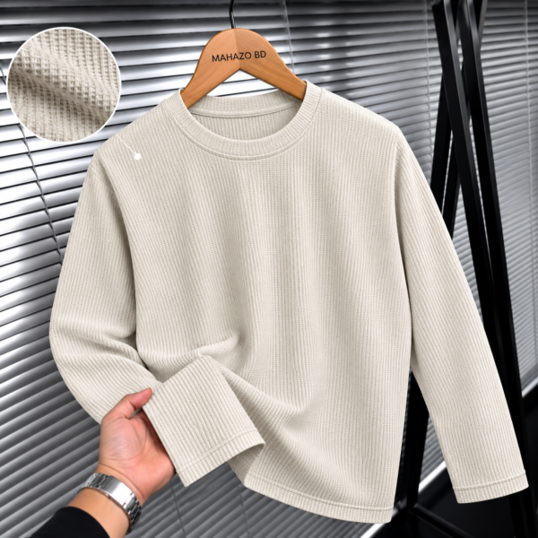 Premium Waffle Full Sleeve Tee (Cream)