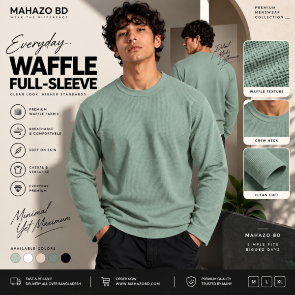 Premium Waffle Full Sleeve Tee (Lemon)