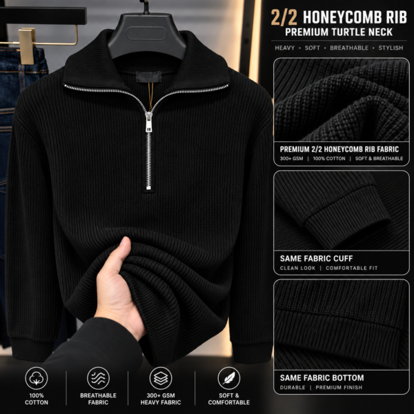 Premium Half Zipper Sweatshirt (Black)